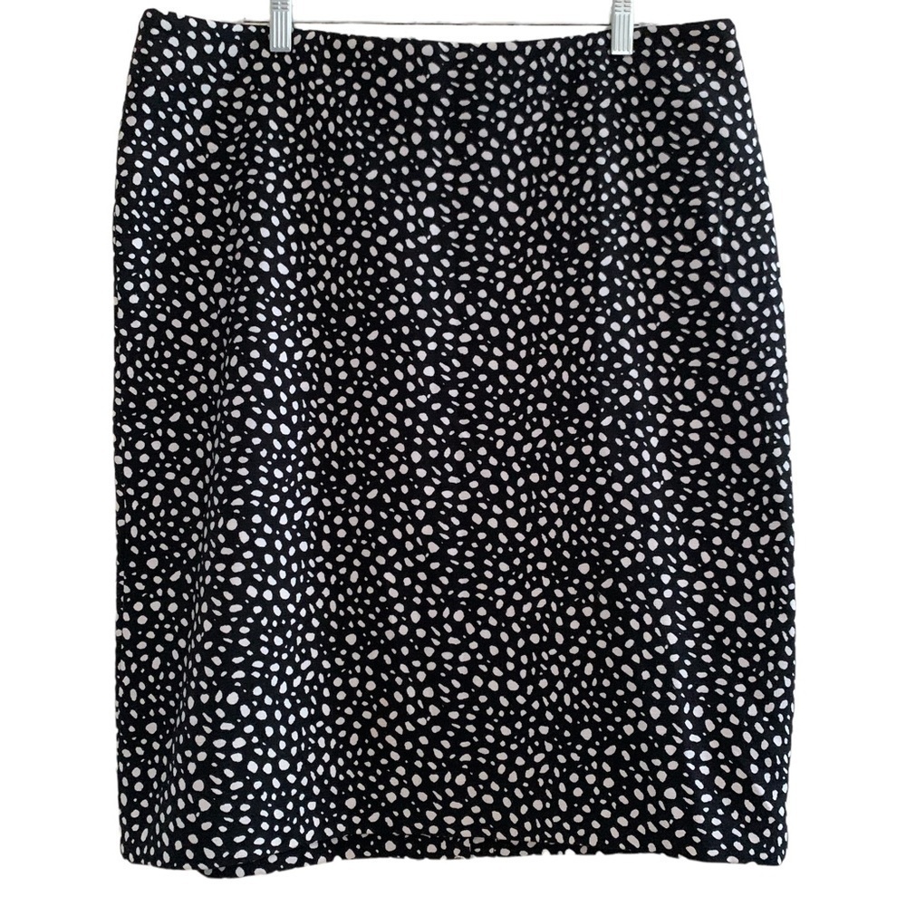 Talbots Black With White Dots Lined Straight Pencil Skirt Office Dressy Plus 16